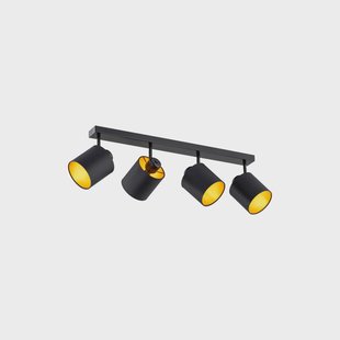 Argon Plafondlamp Suerte, zwart / goud, 4-lamps, textiel, staal