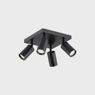 Argon Plafondspot Sado, zwart, staal, verstelbaar, 4-lamps