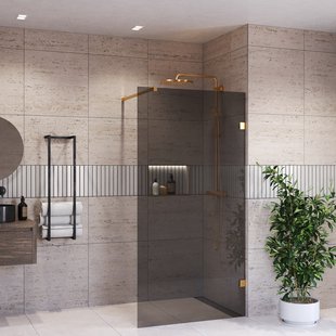 Inloopdouche BWS Portos Profielloos Geborsteld Messing Goud 200 cm Rookglas 8 mm Nano Coating (Alle Maten) Inloopdouche BWS Portos Profielloos Geborsteld Messing Goud 200 cm Rookglas 8 mm Nano Coating (Alle Maten)
