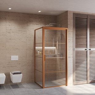 Douchecabine BWS Frame Wand + Deur Geborsteld Brons Koper (alle maten)