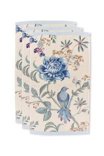 Pip Studio Gastendoek Set/3 Secret Garden Wit/Blauw 30x50cm