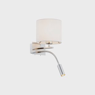 Argon Wandlamp Bilo, wit/chroom, textiel, 2-lamps, leeslampje