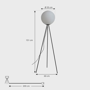Vloerlamp Lucande Kestralia, wit, glas, Ø 35 cm, E27