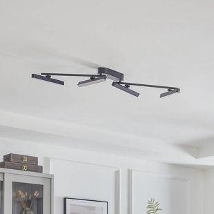 Lindby LED plafondlamp Eldrin, 4-lamps, zwart, lichtlijst