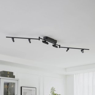 Lindby LED plafondlamp Eldrin, 6-lamps, zwart, lichtpunten