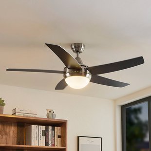 Lindby Plafondventilator met verlichting Auraya, stil, staal