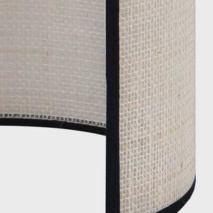 Euluna wandlamp jute, wit/zwart, halfronde, hoogte 24 cm