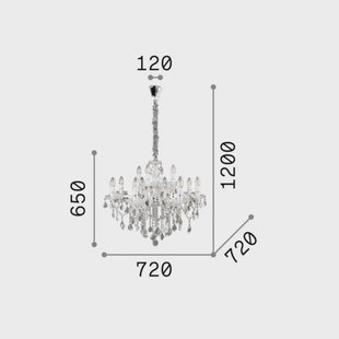 Ideallux Ideal Lux kroonluchter Florian chroomkleurig, kristal, 12flg.
