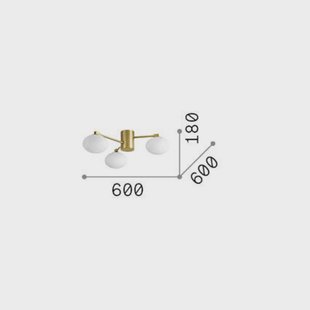 Ideallux Ideal Lux plafondlamp Hermes messingkleurig 60 cm 3-lamps glas