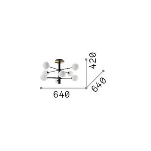 Ideallux Ideal Lux Cosmopolitan plafondlamp zwart metaal glas 8flg.