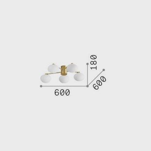 Ideallux Ideal Lux plafondlamp Hermes messingkleurig 60 cm 5-lamps glas