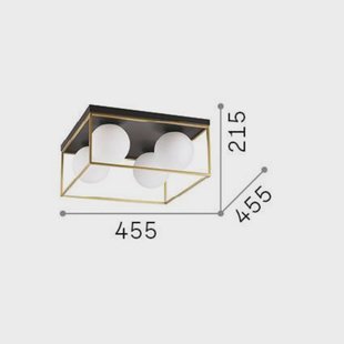 Ideallux Ideal Lux plafondlamp Lingotto, 4-lamps, zwart, opaal glas