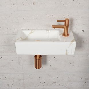 Fonteinset Carrara Marmerlook Wiesbaden Color Brons Koper (Kraangat Rechts)