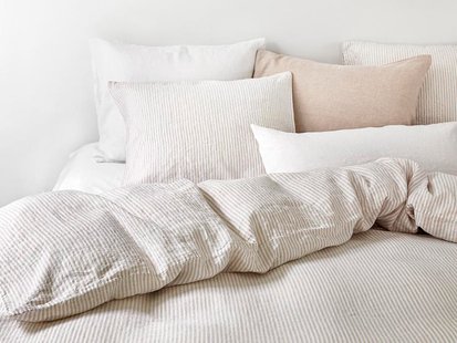 Yumeko Kussensloop gewassen linnen natural stripe 100% gewassen linnen