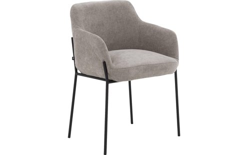 Goossens Stoel Pepijn bruin stof met armleuning, modern design