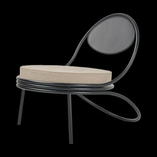 GUBI Copacabana Outdoor Lounge Chair gestoffeerde zitting Lorkey limonta 41-zwarte poten