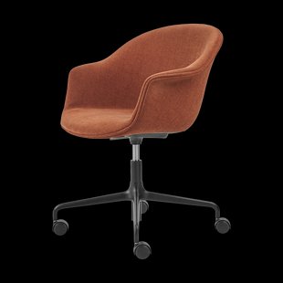 GUBI Bat Meeting Chair bureaustoel volledig bekleed Belsuede special fr dedar 133-zwarte poten
