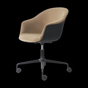 GUBI Bat Meeting Chair bureaustoel aan de voorkant bekleed Dandy gubi 905 dune-black-black
