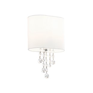 Searchlight Nina - wandverlichting met schakelaar - 18 x 27 cm - wit en chroom