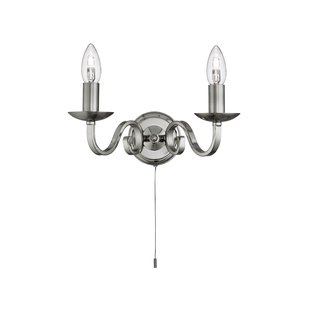 Searchlight Richmond - wandverlichting met trekschakelaar - 30 x 16 cm - satijn zilver