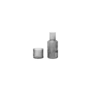 ferm LIVING - Ripple Small Carafe Set Smoked Grey ferm LIVING - Ripple Small Carafe Set Smoked Grey