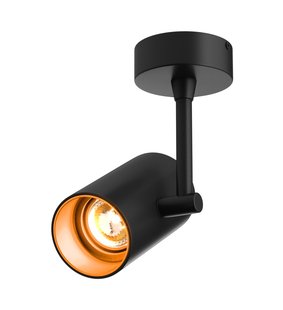 Zuma Line Tori SL 1 Next - spot met opbouw- en inbouwrozet - 13 x 8 x 21,4 cm - zwart en oranje-goud