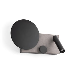 Faro Klee Rechts - wandverlichting met leeslampje - 27 x 3 x 16 cm - 10W+3W dimbare LED incl. - getextureerd grijs