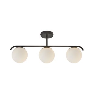 Nordlux Grant - plafondverlichting - 69,3 x 14,5 x 29,23 cm - zwart en opaal wit