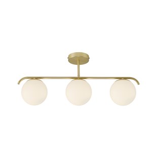 Nordlux Grant - plafondverlichting - 69,3 x 14,5 x 29,23 cm - messing en opaal wit
