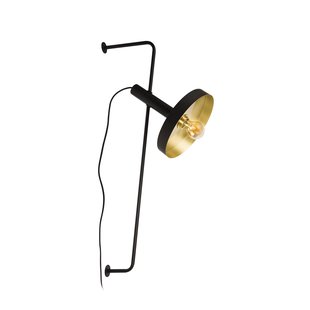 Faro Whizz - wandverlichting - 25 x 43 x 84 cm - zwart en satijn goud