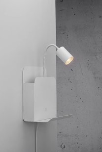 Nordlux Roomi - wandlamp met schakelaar en dubbele USB-poort - 16,5 x 24,8 x 28,2 cm - wit