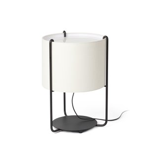 Faro Drum - tafellamp - Ø 30 x 43 cm - zwart en beige