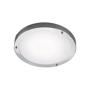 Nordlux Ancona Maxi - plafondverlichting - Ø 31,5 x 8 cm - IP44 - geborsteld staal en opaal wit