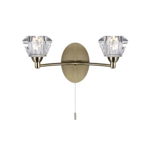 Searchlight Sierra - wandverlichting met trekschakelaar - 30 x 15 cm - antiek messing