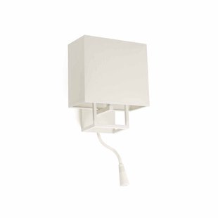 Faro Vesper - wandverlichting met schakelaar - 22 x 15 x 45 cm - 1W LED incl. - wit en beige