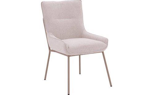 Goossens Excellent Eetkamerstoel Matteo beige stof leuning, elegant chic