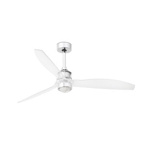 Faro Justfan - plafondventilator met licht en afstandsbediening - Ø 128 cm - 17W LED incl. - chroom en transparant