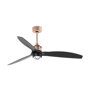 Faro Justfan - plafondventilator met licht en afstandsbediening - Ø 128 cm - 17W LED incl. - mat zwart en koper