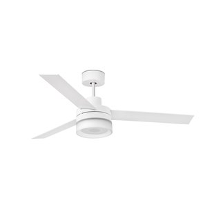 Faro Ice - plafondventilator met licht en luidspreker en afstandsbediening - Ø 132 cm - 15W LED incl. - wit en lichtbruin