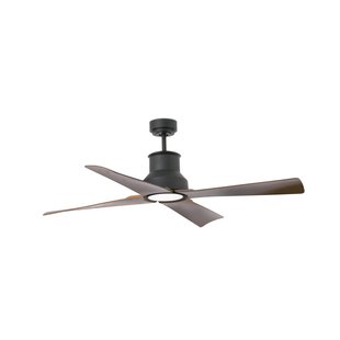 Faro Winche - plafondventilator met licht en afstandsbediening - Ø 127 cm - 16W LED incl. - IP44 - zwart en donkerbruin