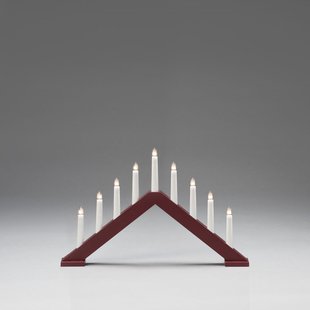 Konstsmide kerstverlichting - houten kerst kandelaar - 50,6 x 5 x 32 cm - mat donkerrood
