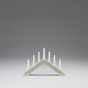 Konstsmide kerstverlichting - houten kerst kandelaar - 40,5 x 5 x 26,5 cm - mat beige