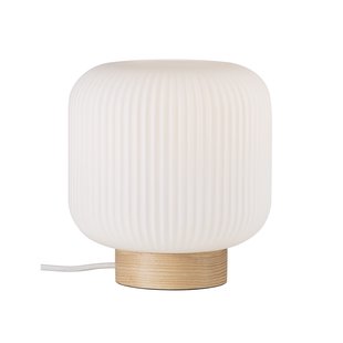 Nordlux Milford 20 - tafellamp - Ø 20 x 21,7 cm - opaal wit en natuur bruin