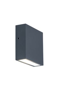 Lutec Gemini XF - wandverlichting - 11 x 3,8 x 11 - 7,4W LED incl. - IP54 - donkergrijs - 4000K