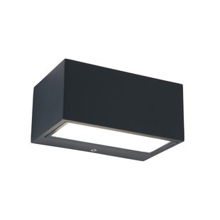 Lutec Gemini - buiten wandlamp - 14 x 9 x 6 cm - 10,5W LED incl. - IP54 - donkergrijs - wit