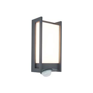 Lutec Qubo - buiten wandlamp met sensor - 11 x 10 x 27 cm - 14W LED incl. - IP54 - antraciet grijs