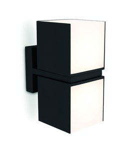 Lutec Cuba - buiten wand/plafondlamp - 10 x 14 x 21 cm - 2 x 12,2W LED incl. - IP54 - zwart