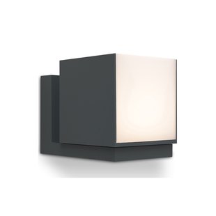 Lutec Cuba - buiten wandverlichting - 10 x 14,8 x 11,6 cm - 12,2W LED incl. - IP54 - donkergrijs