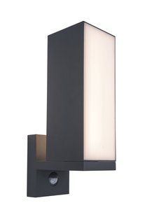 Lutec Cuba - buiten wandverlichting met sensor - 9,3 x 30,8 x 14,6 cm -14W LED incl. - IP54 - donkergrijs