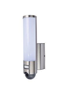 Lutec Elara - buiten wandverlichting met bewegingsmelder en camera - slimme verlichting - Lutec Connect - 7,6 x 14 x 33,4 cm - 17,5W LED incl. - IP44 - grijs